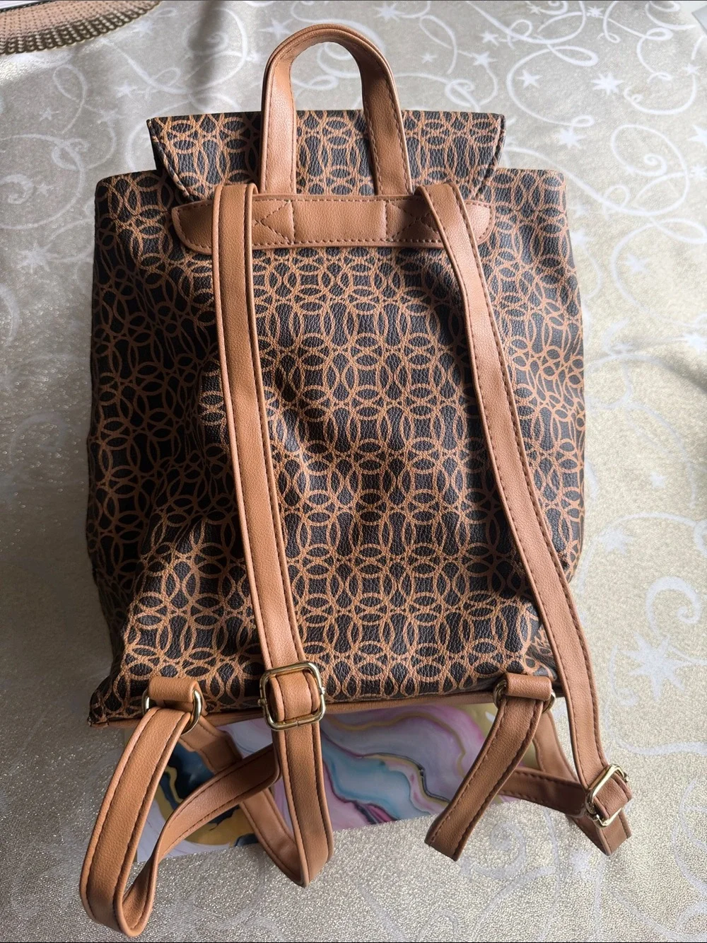 Stylish Brown Patterned Women’s Backpack